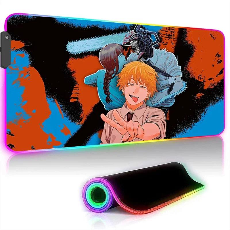 Chainsaw Man 콺 е Xxl Led  ׼ RGB Ʈ 900x400  ũ Ʈ  콺 е, ̸ е ִϸ̼ ũž Pc 콺